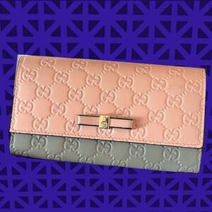 Gucci Guccissima Leather Continental Bow Wallet